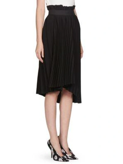 Shop Balenciaga Pleated Logo Waist Skirt In Noir