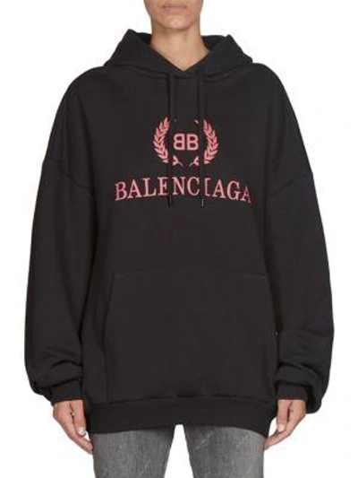 Shop Balenciaga Logo Hoodie In Noir