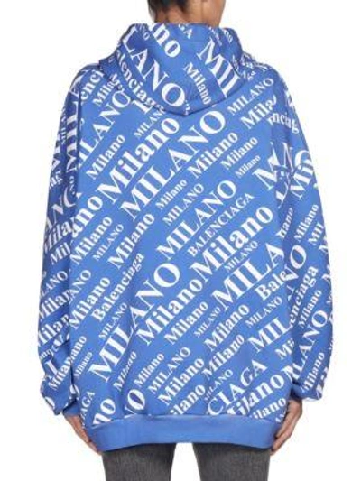 Shop Balenciaga Milano Cotton Hoodie In Blue