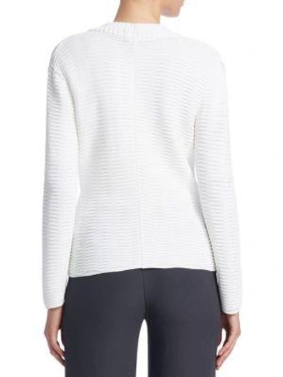 Shop Emporio Armani Jersey Quilted Cardigan In White