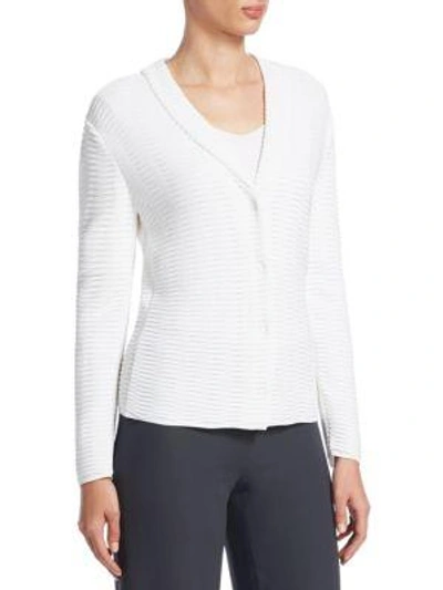 Shop Emporio Armani Jersey Quilted Cardigan In White