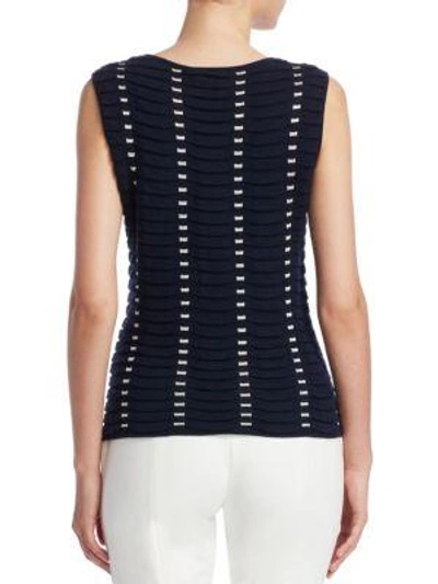 Shop Emporio Armani Textured Silk & Cashmere Tank Top In Solid Blue