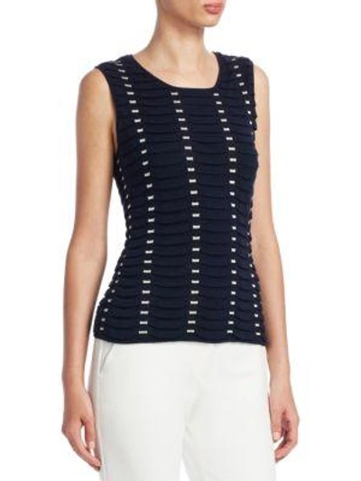 Shop Emporio Armani Textured Silk & Cashmere Tank Top In Solid Blue