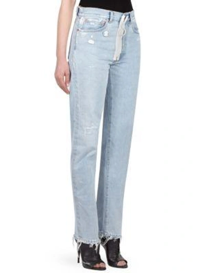 Shop Off-white Destructed Straight-leg Jeans In White