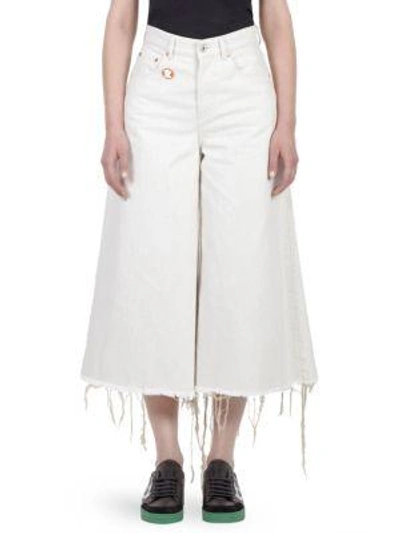 Shop Off-white Wide-leg Crop Jeans In White