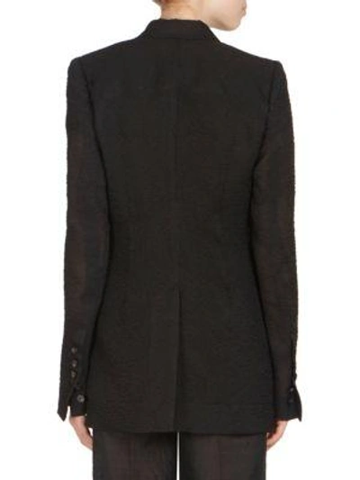 Shop Rick Owens Long Wool & Silk Blazer In Black
