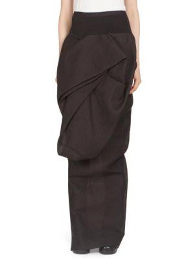 Shop Rick Owens Long Twist Front Skirt In Black