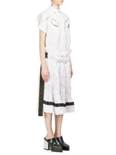 Shop Sacai Short-sleeve Twill Dress In White