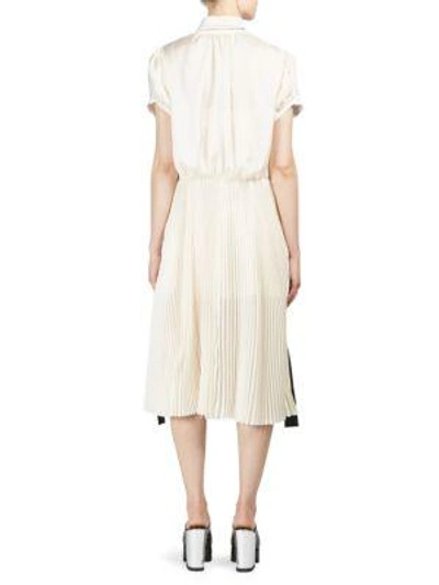 Shop Sacai Short-sleeve Twill Dress In White