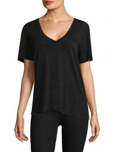 Shop Splendid Slub V-neck Tee In Black