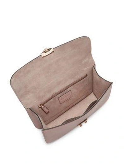 Shop Valentino Medium Rocklock Leather Crossbody Bag In Ivory