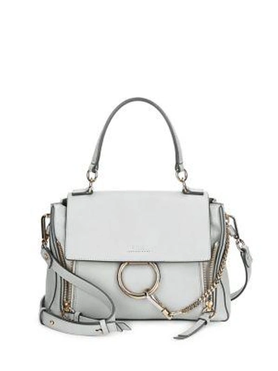 Shop Chloé Faye Small Leather Shoulder Bag In Airy Grey