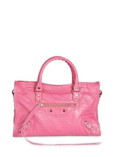 Shop Balenciaga Small City Arena Leather Satchel In Rose