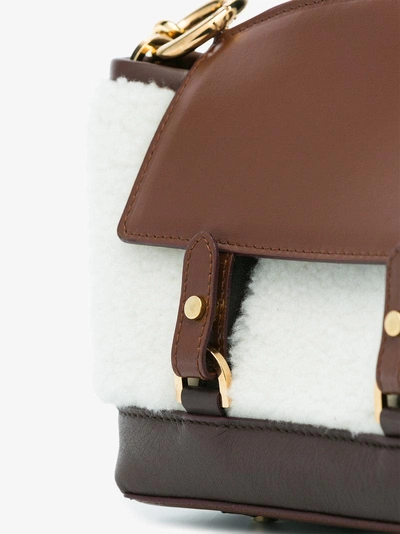 Shop Sacai Leather And Shearling Crossbody Bag