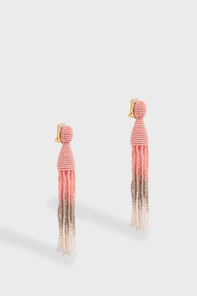 Shop Oscar De La Renta Long Ombre Beaded Earrings In Pink
