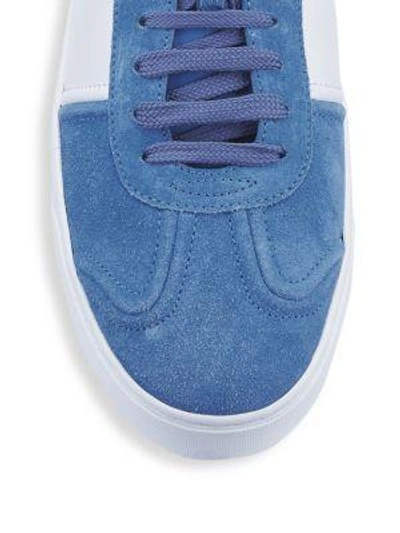 Shop Valentino Suede Fly Runner Sneakers In Blue White