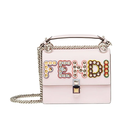 Shop Fendi Pink Multi Embellished Logo Kan I Bag