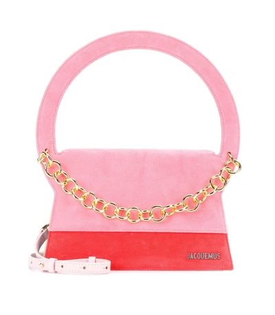 Jacquemus Le Sac Rond Suede Shoulder Bag In Pink