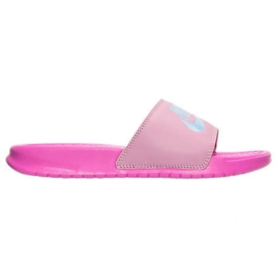 Shop Nike Women's Benassi Jdi Swoosh Slide Sandals, Pink