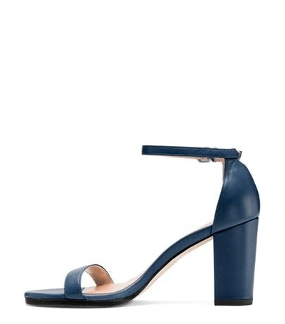 Shop Stuart Weitzman The Nearlynude Sandal In Navy Blue Nappa Leather