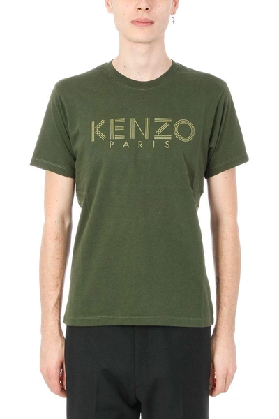 Shop Kenzo Green Logo Cotton T-shirt