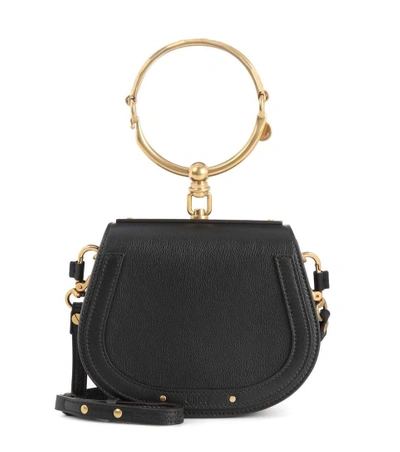 Shop Chloé Small Nile Leather Bracelet Bag In Black