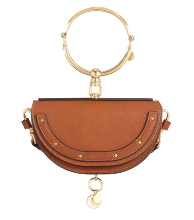 Shop Chloé Nile Minaudière Leather Crossbody Bag In Brown