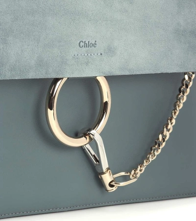 Shop Chloé Faye Leather And Suede Shoulder Bag In Blue