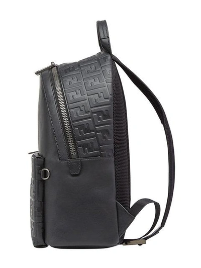 Shop Fendi Embossed Ff Backpack In Black