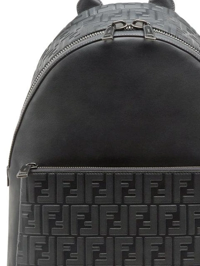 Shop Fendi Embossed Ff Backpack In Black