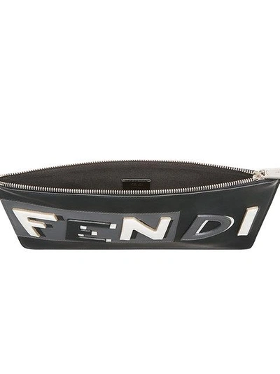 Shop Fendi Logo-inlay Zipped Clutch In Black