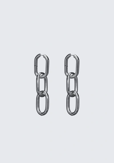 Shop Alexander Wang Pierced Three Link Earrings In Silver