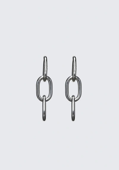Shop Alexander Wang Pierced Three Link Earrings In Silver