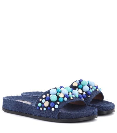 Shop Aquazzura Bon Bon Embellished Slides