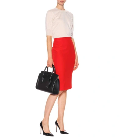 Shop Alexander Mcqueen Crêpe Pencil Skirt In Red