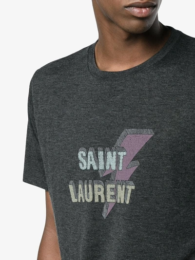 Shop Saint Laurent Lightning Bolt Logo T-shirt In Black