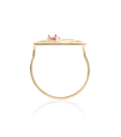 Shop Aliita Media Naranja 9kt Yellow Gold And Pink Tourmaline Ring