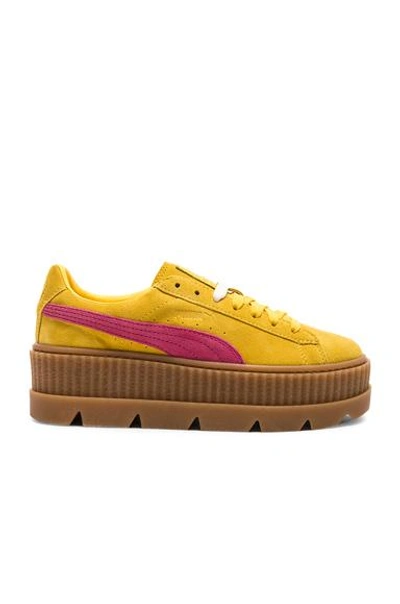 Shop Fenty X Puma Fenty By Puma Cleated Suede Creeper Sneakers In Yellow