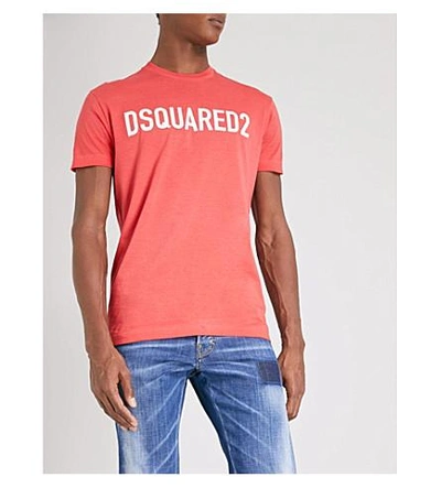 Shop Dsquared2 Logo-print Cotton-jersey T-shirt In Red