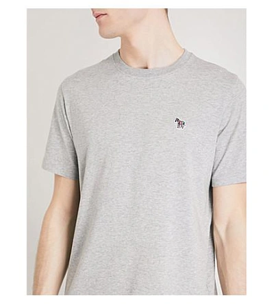 Shop Ps By Paul Smith Zebra-appliqué Cotton-jersey T-shirt In Grey