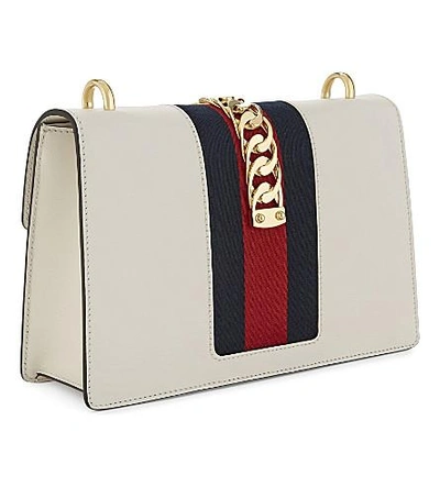 Shop Gucci Sylvie Leather Shoulder Bag In White