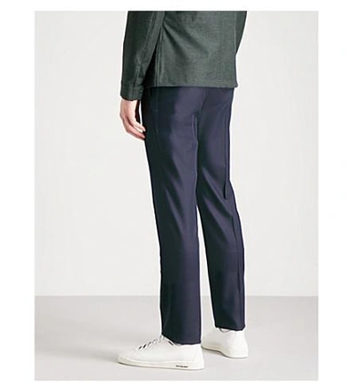 Shop Slowear Slim-fit Wool-flannel Trousers In Navy