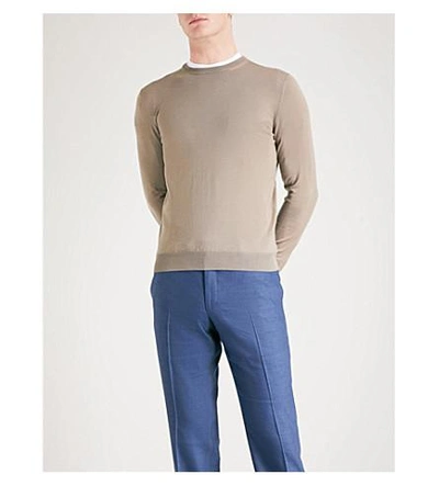 Shop Corneliani Tailored-fit Straight Linen And Wool-blend Pants In Blue