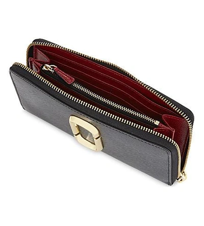 Shop Marc Jacobs Snapshot Saffiano Leather Zipper-around Wallet In Black/chianti