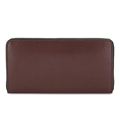 Shop Marc Jacobs Snapshot Saffiano Leather Zipper-around Wallet In Black/chianti
