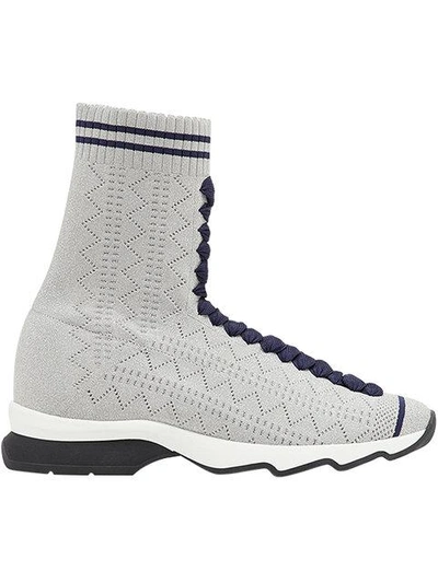 Shop Fendi Runway Sock Detail Sneakers In Grey