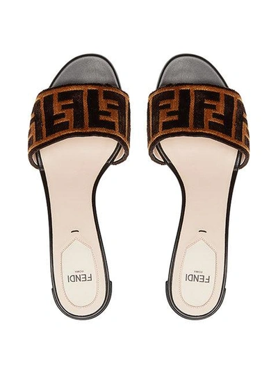 Shop Fendi Sabots Fabric Sandals In Brown