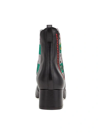 Shop Fendi Floral Embroidered Boots In Black