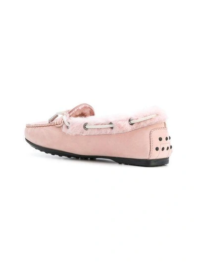 Shop Tod's Gommino Loafers In Pink & Purple