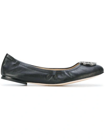 Tory Burch Liana Leather Ballet Flats In Black ModeSens